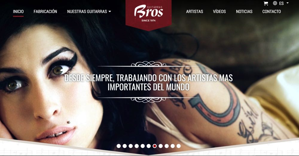 Guitarras Bros, pagina web, captura pantalla